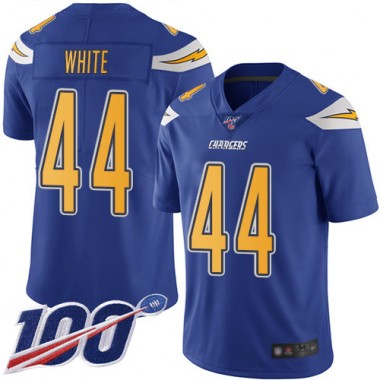 Los Angeles Chargers NFL Football Kyzir White Electric Blue Jersey Men Limited  #44 100th Season Rush Vapor Untouchable->youth nfl jersey->Youth Jersey